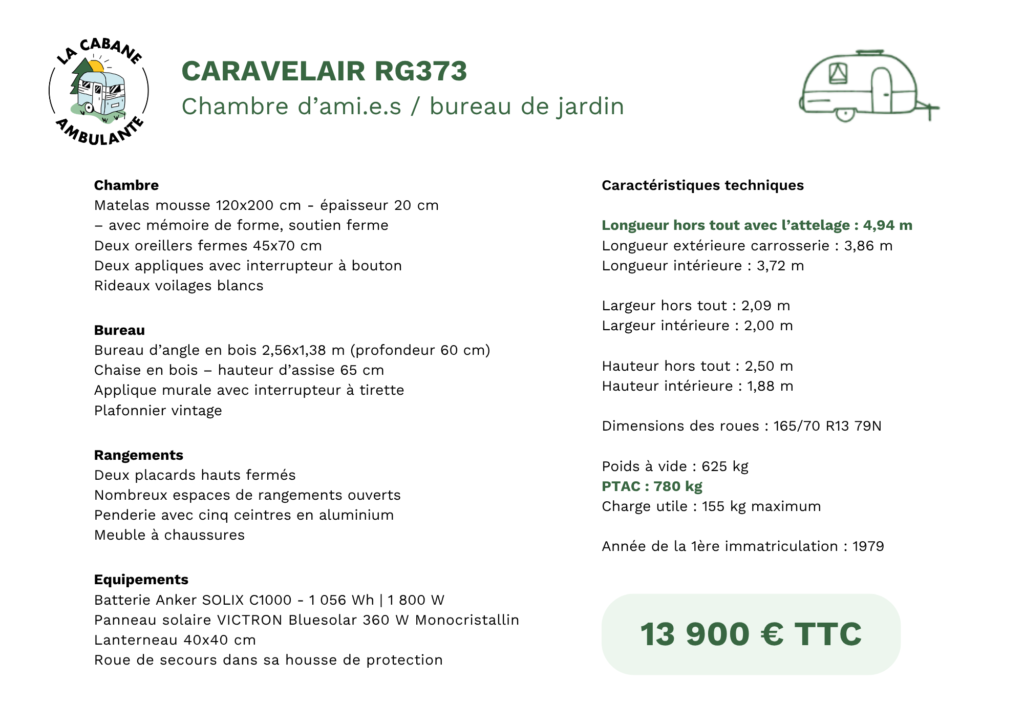 caravelair fiche technique